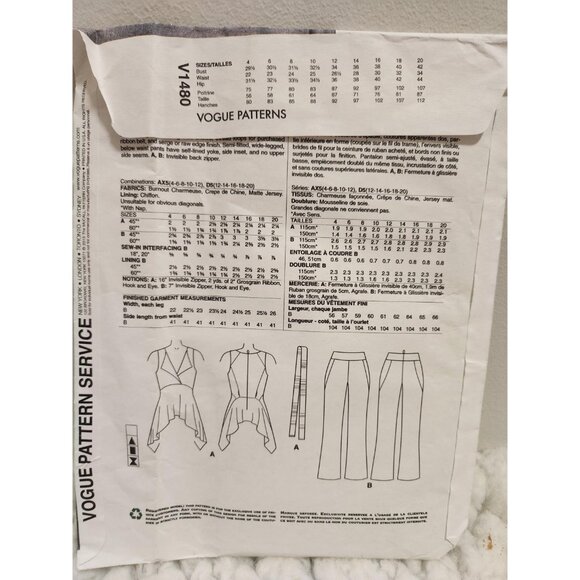 Vogue V1480 Donna Karan Collection Top & Pants | Sizes 4–12 | UNCUT - Picture 8 of 11